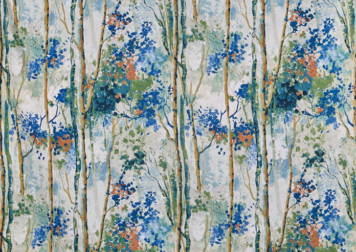 Silver, Birch Sapphire - Fabric Only - Image 3